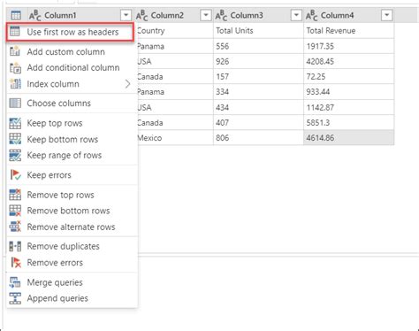 Promote Or Demote Column Headers Power Query Microsoft Learn