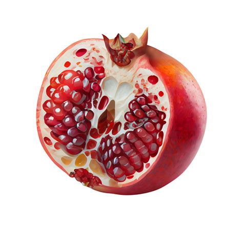 Fresh Pomegranate With Red Seeds Isolated On Transparent Background