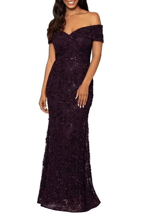 Xscape Off The Shoulder Embroidered Gown Nordstrom Lace Gown Gowns