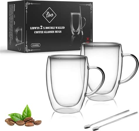 Amazon Libwys Pack Double Walled Coffee Cups Glasses Mugs Oz