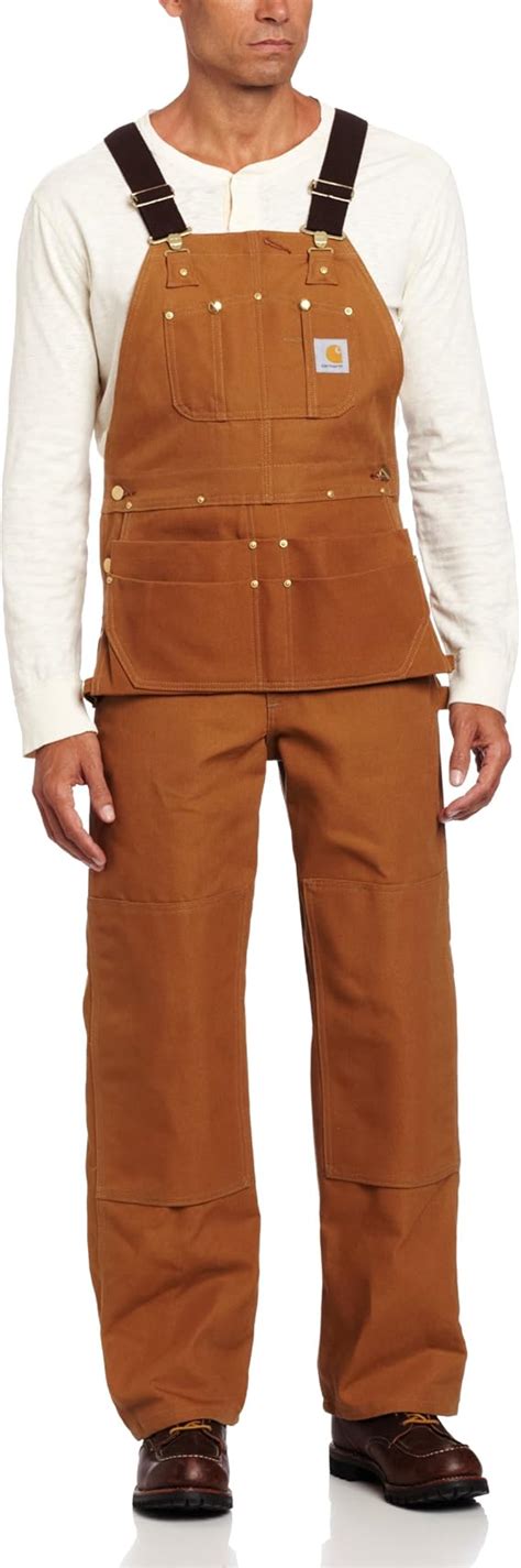 Carhartt Mens Duck Carpenter Bib Overalls Unlinedcarhartt Brown32 X