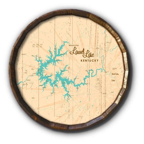 Laurel Lake Kentucky Rustic Barrel End Map Art Etsy