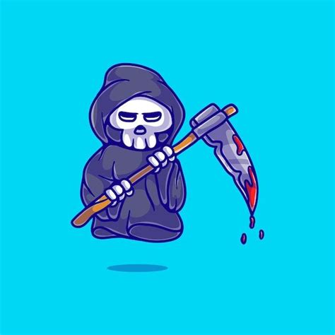 Premium Vector Cute Grim Reaper Illustration Grim Reaper Cartoon Character Design Grim Reaper