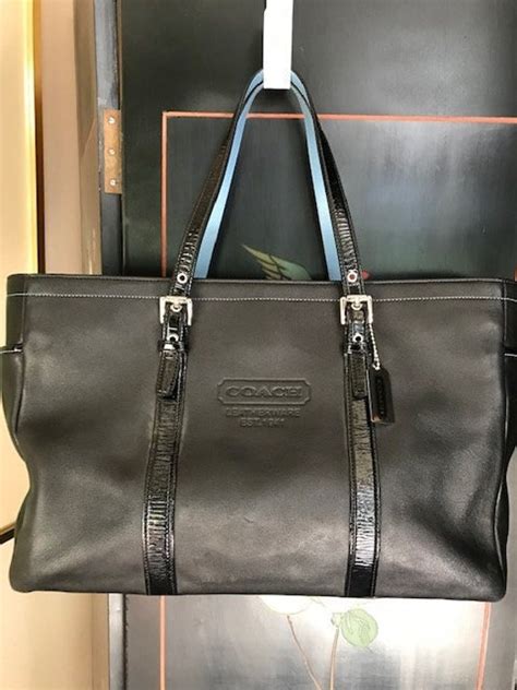 Coach Large Black Leather Bag / Baby Diaper Gallery T… - Gem