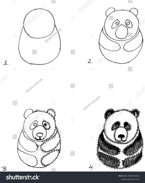 Draw Panda Step By Step Stock Illustration 2049552416 | Shutterstock