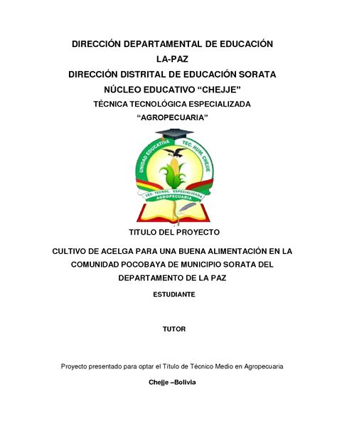 Solution Proyecto Cultivo De Acelga Para Una Buena Alimentaci N En La