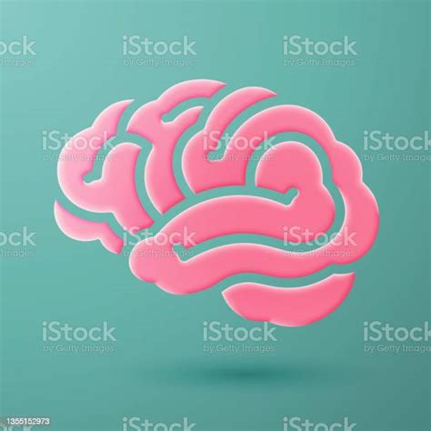 Ilustración De Icono De Silueta Cerebral 3d Aislado Sobre Fondo Verde Y