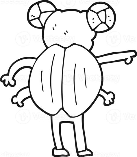 Hand Drawn Black And White Cartoon Pointing Insect 45095416 Png