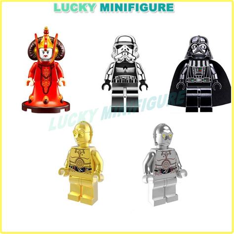 Queen Amidala Minifigure Star Wars Darth Vader Stormtrooper Gold Plated