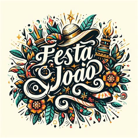 Letras dibujadas a mano de la fiesta de São João Vector Premium