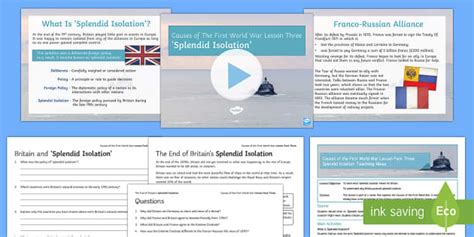 Causes of the First World War Lesson 3: Splendid Isolation Lesson Pack