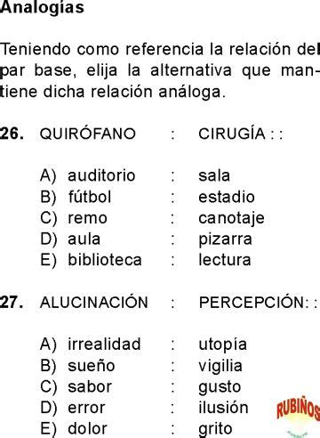 ANALOGÍAS VERBALES DEL EXAMEN DE ADMISIÓN A LA UNIVERSIDAD CON