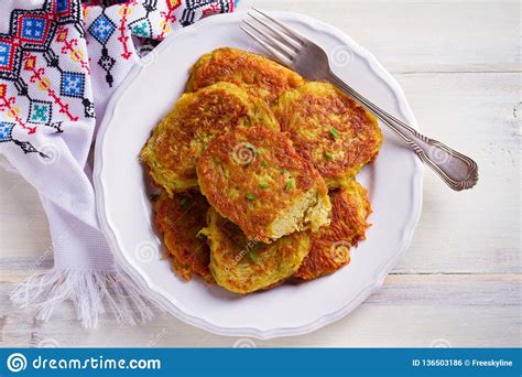 Potato Pancakes Vegetable Fritters Latkes Draniki Popular Dish In