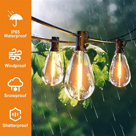 Solar Outdoor String Lights 50ft Daybetter S14 Patio Lights With 12