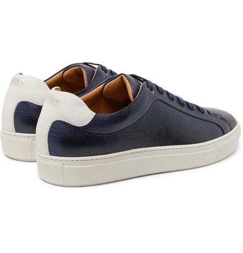 Hugo Boss Mirage Full Grain Leather Sneakers Men Navy Hugo Boss