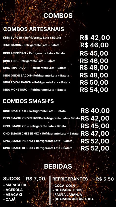 Menu Em King S Burger Hamburgueria Artesanal Restaurante Imperatriz