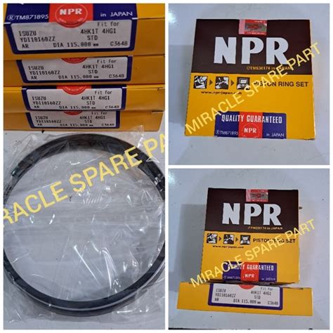 Piston Ring Set Piston Ring Fuse Isuzu ELF NKR71 NMR71 4HG1 NPR JAPAN