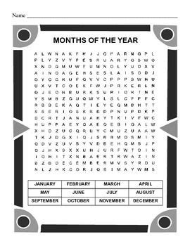 Months Of The Year Word Search Puzzle 2nd Grade 3rd Grade Esl