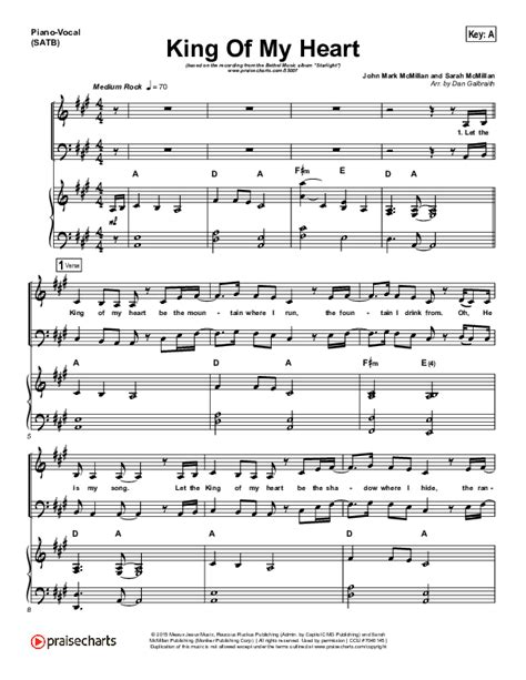 King Of My Heart Sheet Music Pdf Bethel Music Praisecharts