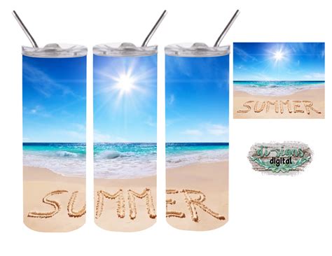 Beach Summer digital image for sublimation 20oz skinny tumbler ...