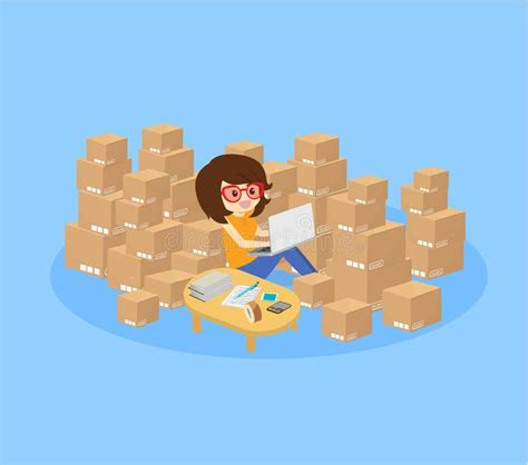 Product Sell Online Shopping.Business Cartoon. Stock Vector - Illustration of delivery, concept ...