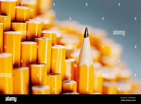 One Sharpened Pencil Standing Out From The Blunt Ones Stock Photo Alamy