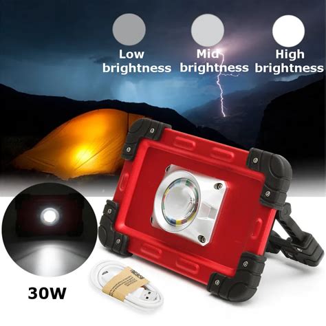 30w Usb Cob 69 Led Floodlight Portable Rechargeable Battery Flood Light