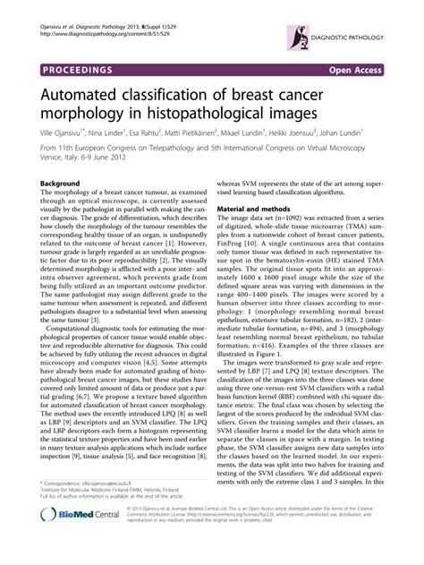 Pdf Automated Classification Of Breast Cancer Morphology In