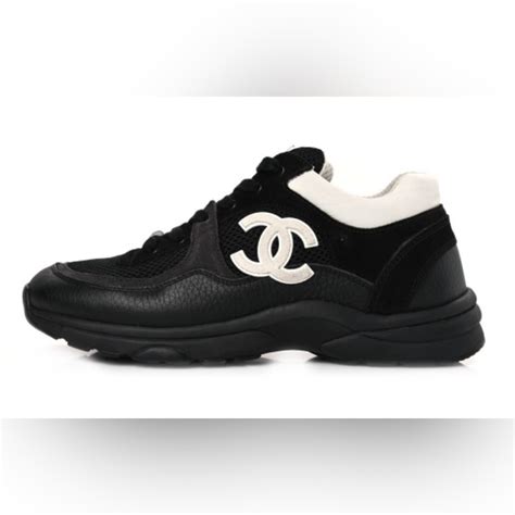 Chanel Cc Logo Suede Grained Calfskin Sneakers Gem