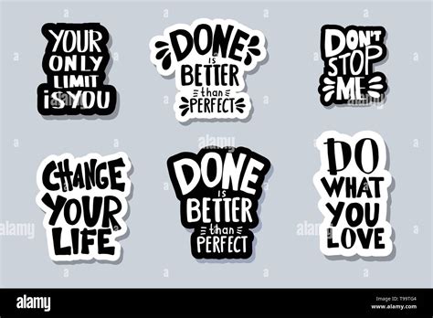 Sticker Quotes Isolated Motivational Handwritten Lettering Collection