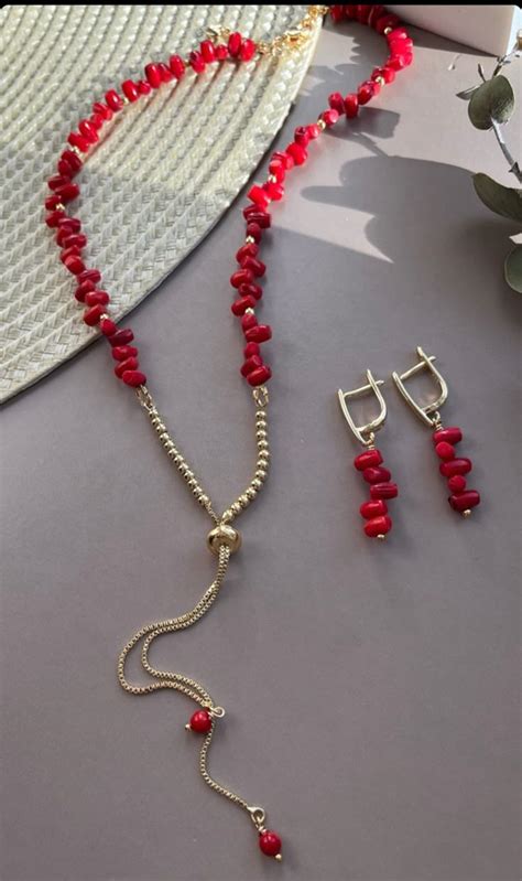 Сет из коралла | Красное ожерелье, Ожерелье с драгоценным камнем ...