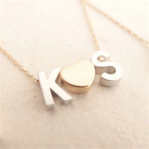 Initial Necklace Fine Gold Chain Monogram Necklace Couple Ketting Met