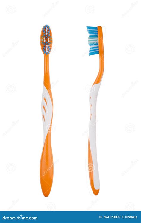 Fermer La Brosse Dents Orange Isol E Sur Fond Blanc Image Stock