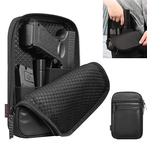 Concealed Carry Gun Pouch Pistol Holster Pack Waist Pocket With Belt Loops Black Ebay