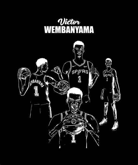 Victor Wembanyama Vector Art - Black by Playful-Shop | Redbubble