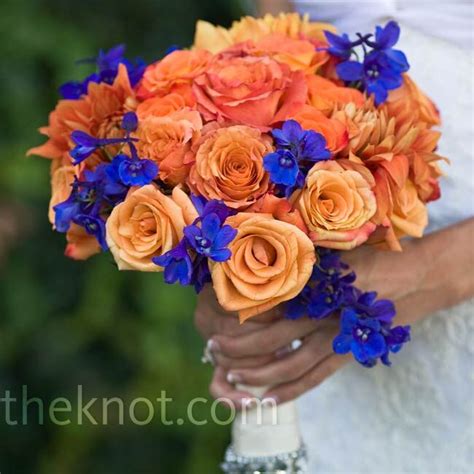 Orange and Blue Wedding Bouquet