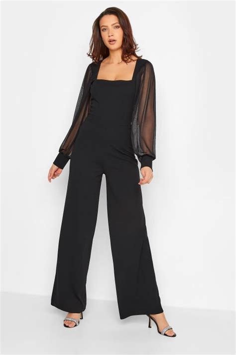 LTS Tall Women S Black Mesh Sleeve Jumpsuit Long Tall Sally