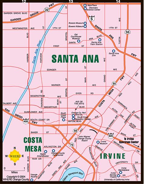 Map Of Costa Mesa Irvine Santa Ana