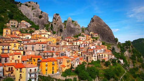 Premium Photo Castelmezzano On Hill Against Sky