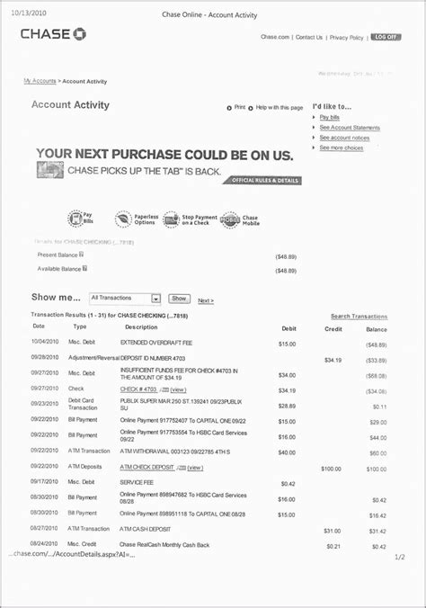 Bank Statement Example Statement Template Bank Statement Chase Bank