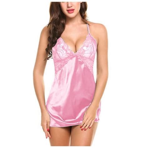 Lingerie Rotique Sexy Pyjama En Maille La Maison Ensemble De Chemise De Nuit Bandouli Re