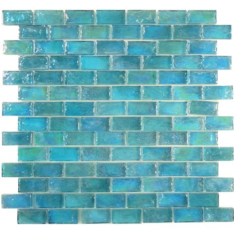 The Uniform Brick Tile Shape Of These Lovely Aqua Blue Glass Tiles May