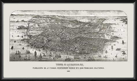 San Francisco CA 1881 Restored Map Vintage City Maps