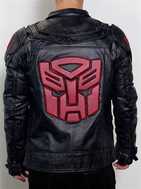Mens Transformers Decepticon Shield Black Armor Leather Jacket