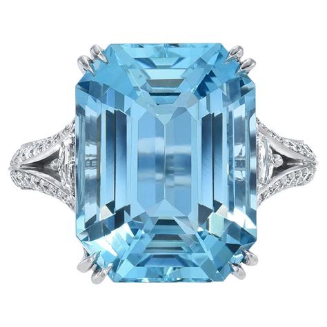 Aquamarine Ring Carat Emerald Cut At Stdibs Emerald Cut