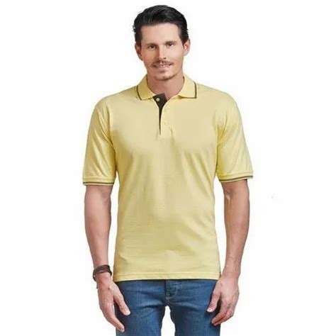 Combed Ring Spun Cotton Half Sleeves Ruffty Polo Tipping Lemon Yellow