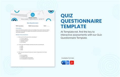 Quiz Questionnaire Template in Word, PDF, Google Docs - Download ...