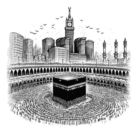 Premium Vector Free Vector Holy Kaaba In Mecca Hand Drawn Sketch