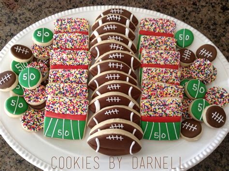 Football Cookies | Birthday cookies, Cookie birthday party, Sugar ...