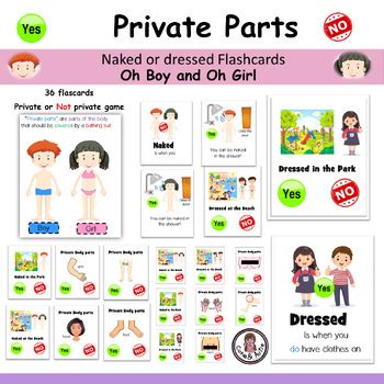 Public And Private Body Parts Cards Personal Safety By Cutie Autie